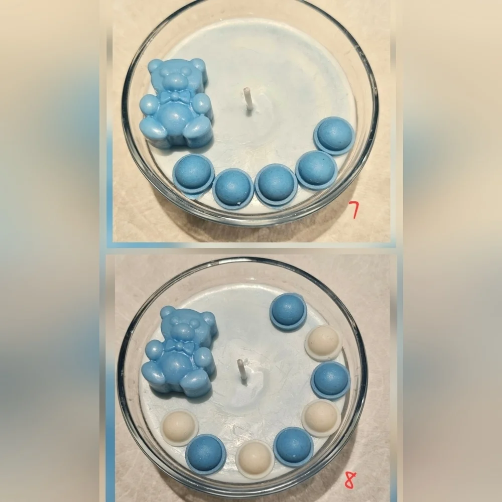 6 Cute Handmade Blue Baby Boy Gender Reveal Baby Shower Scented Candle Giveaways